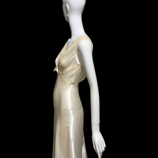 LADY DUFF vintage Nightgown slip dress, 1940s pearly white negligee lingerie dress