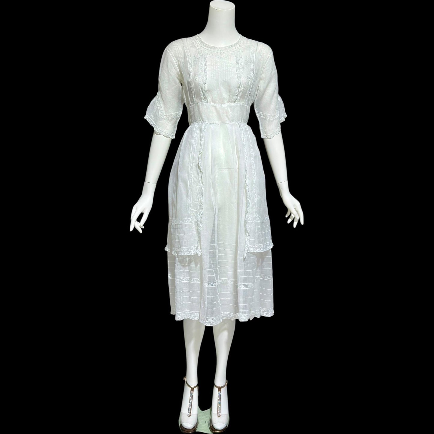 1900s Antique Victorian wedding dress, vintage white batiste cotton lawn gown, Edwardian day dress