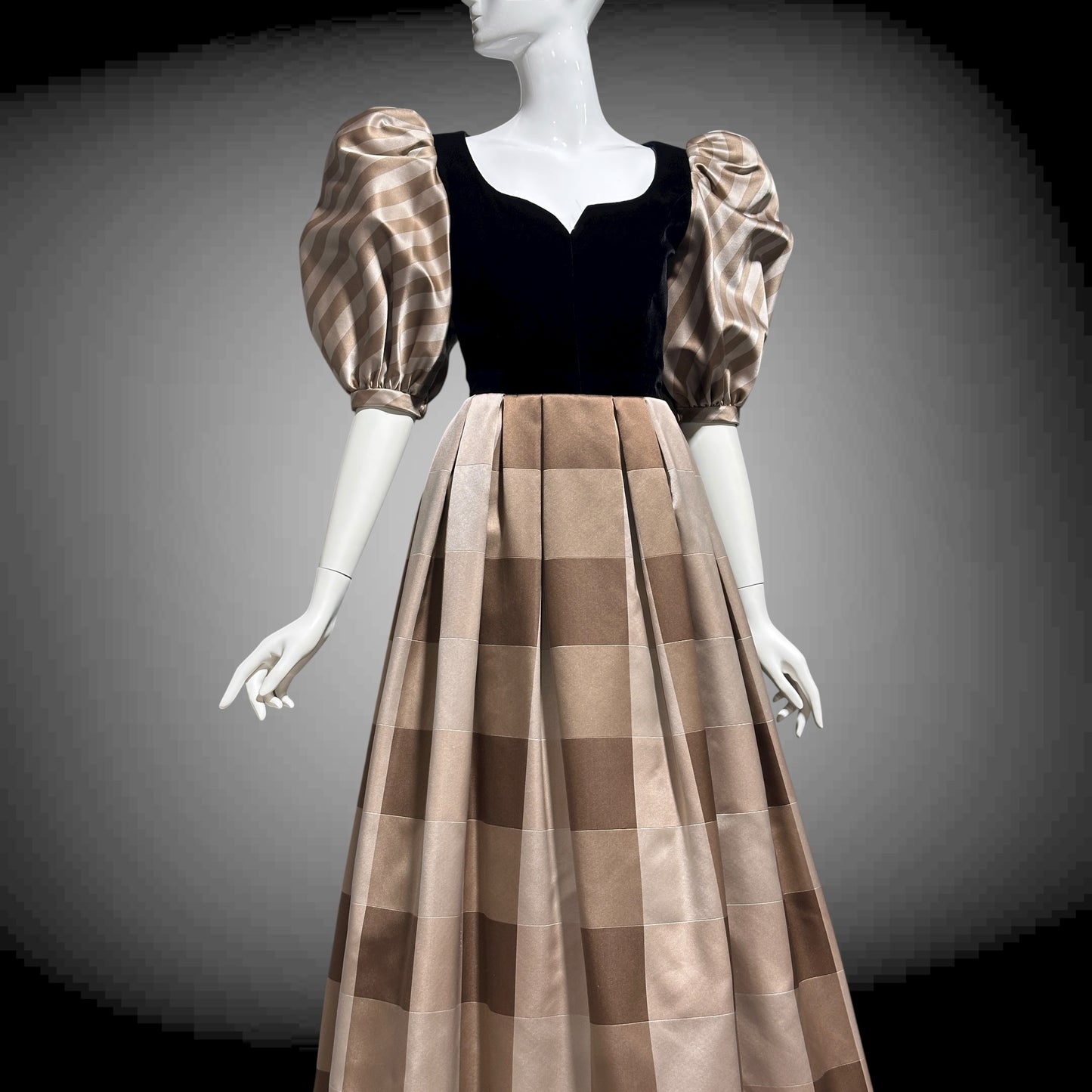 ANDRE LAUG vintage evening ball gown, 1970s Silk formal dress