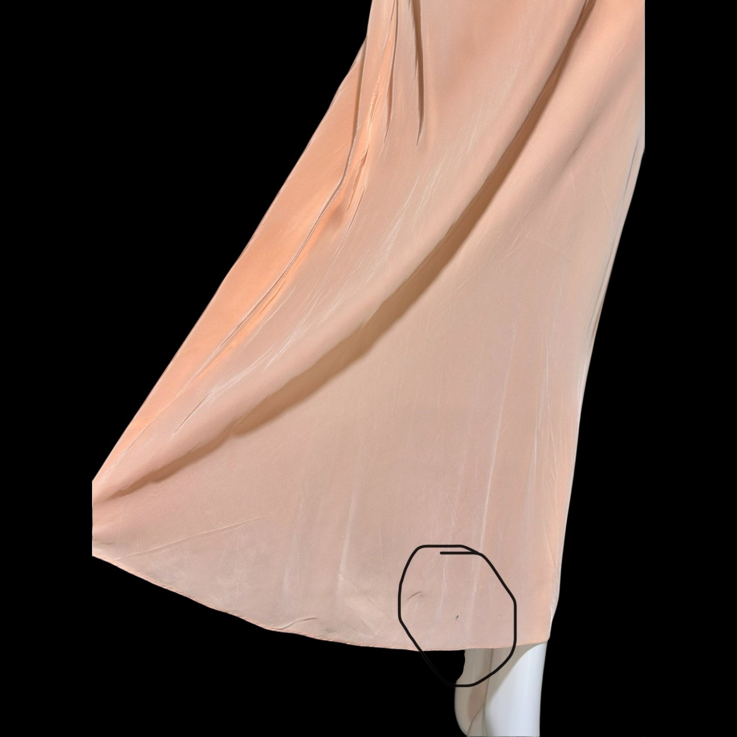 1940s vintage nightgown slip dress, Shiny peach bias cut rayon slip dress, full length, cap sleeves