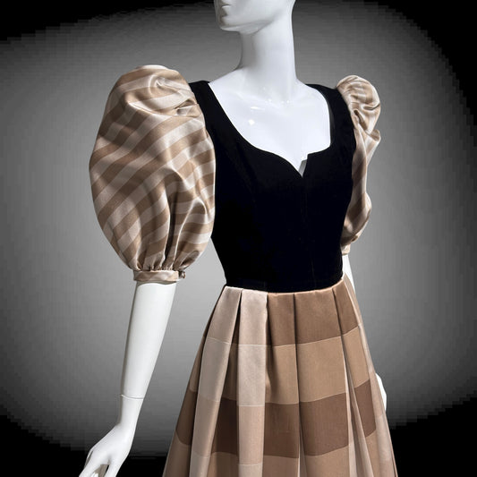 ANDRE LAUG vintage evening ball gown, 1970s Silk formal dress