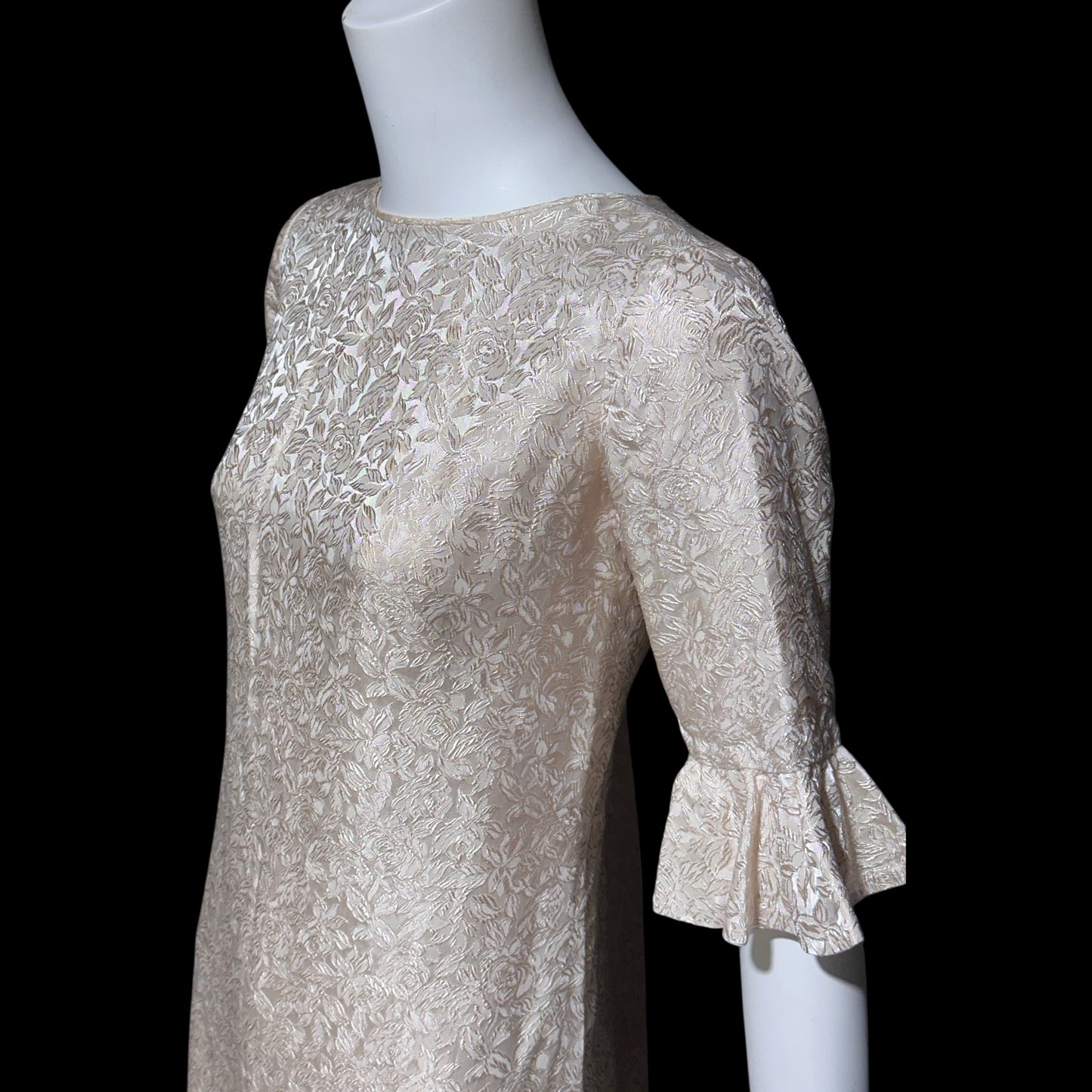 STAN HICK'S Hawaiian Casuals, vintage 1960s evening dress, blush rose print damask