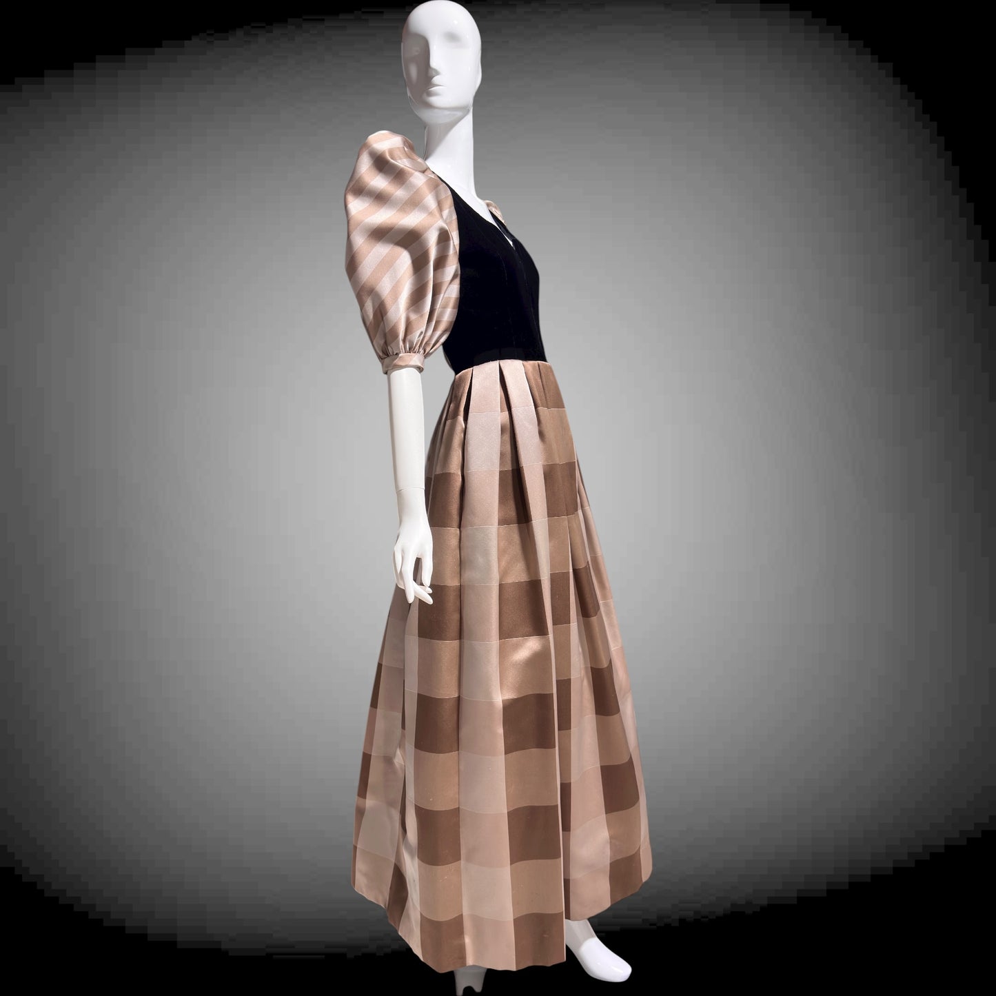 ANDRE LAUG vintage evening ball gown, 1970s Silk formal dress