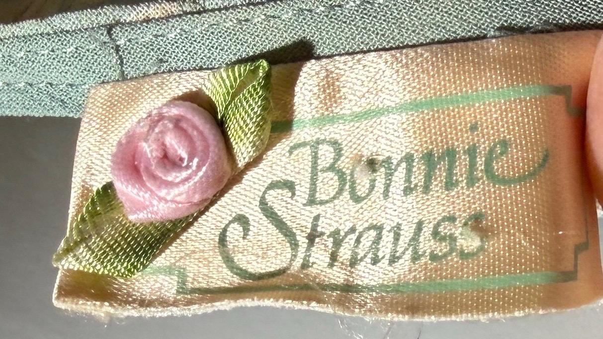BONNIE STRAUSS Vintage 1990s designer slip dress, Crepe Bias Cut floral dress