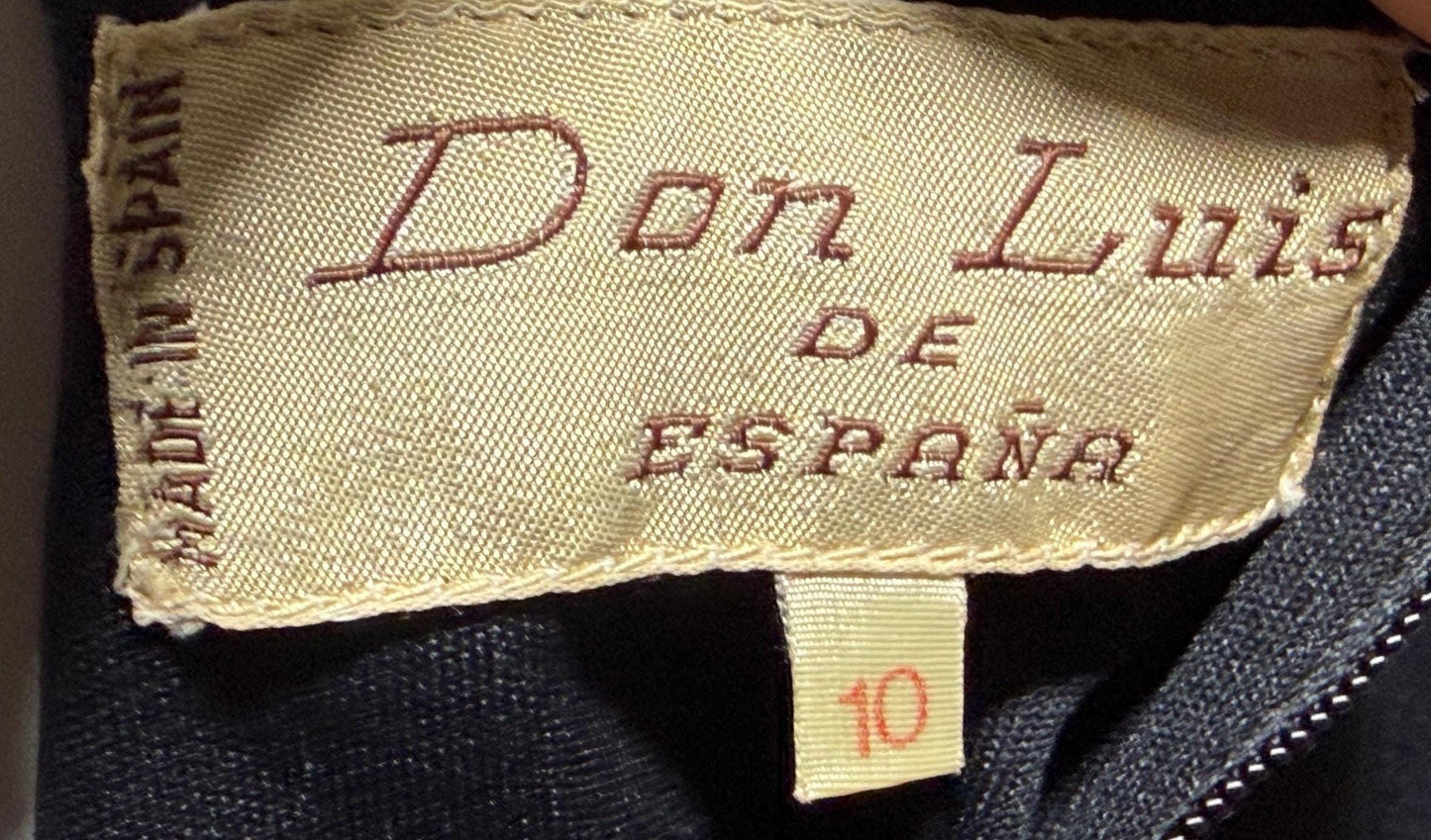 DON LUIS de espana vintage 1970s Maxi Dress, plunging V black floral jersey knit dress, stretchy