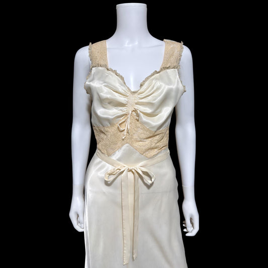 1940s vintage Nightgown slip dress, cream white bridal negligee lingerie dress