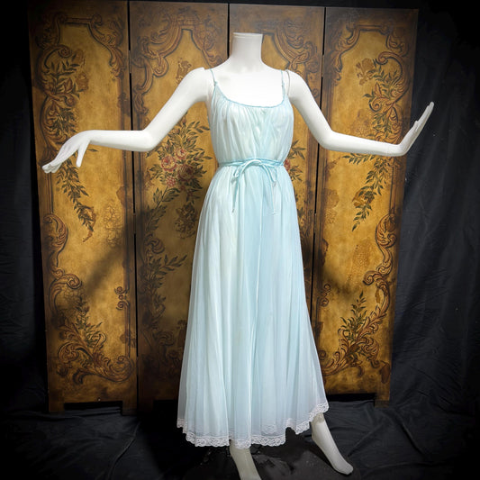 LUCIE ANN Claire Sandra peignoir set, vintage 1960s frothy blue marabou lingerie gown