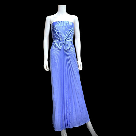 TRAVILLA vintage evening dress gown, for DuValls 1970s Periwinkle strapless gown