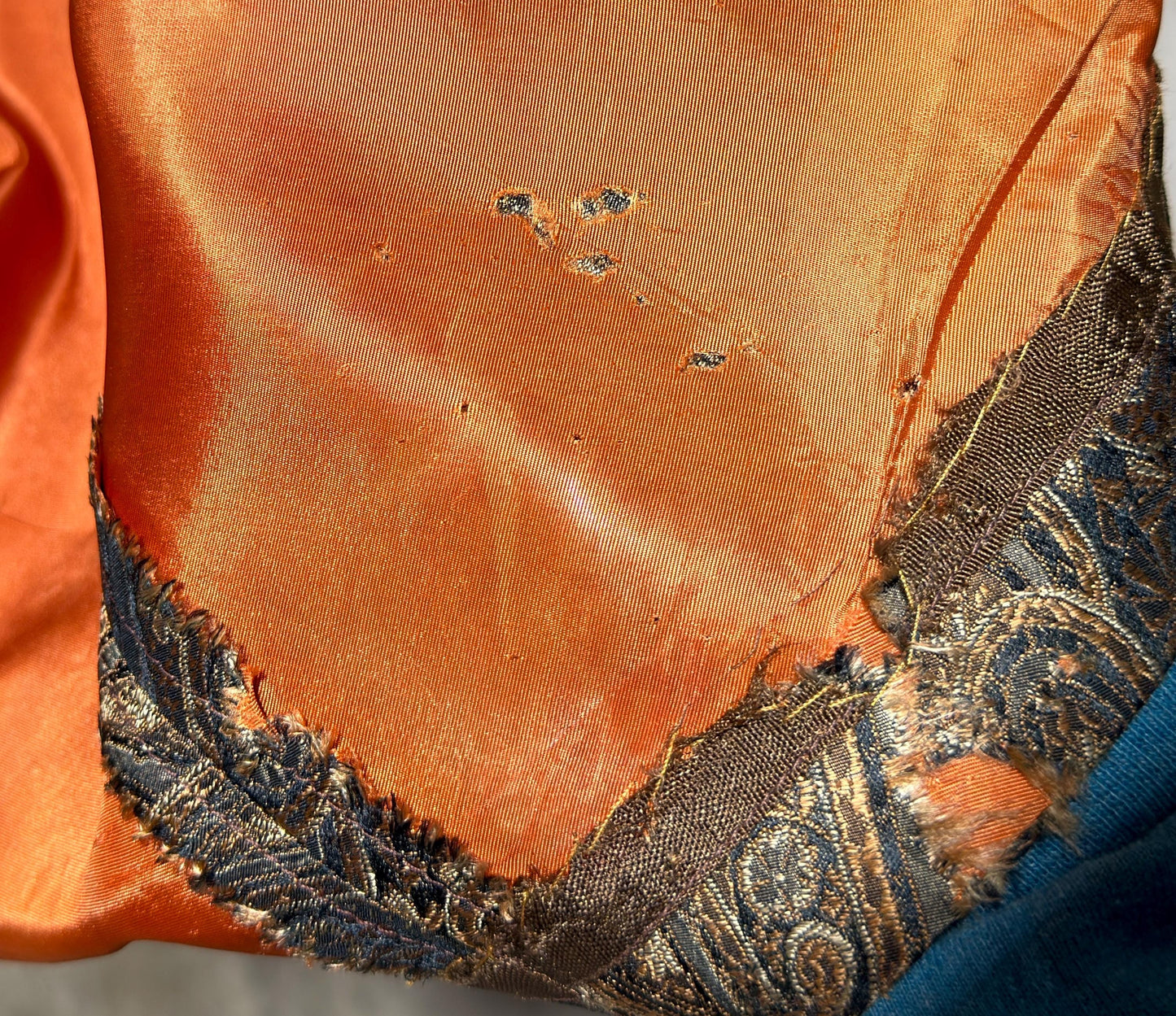 ESTEVEZ GRENELLE vintage evening cocktail party dress, 1950s brown paisley damask high low dress