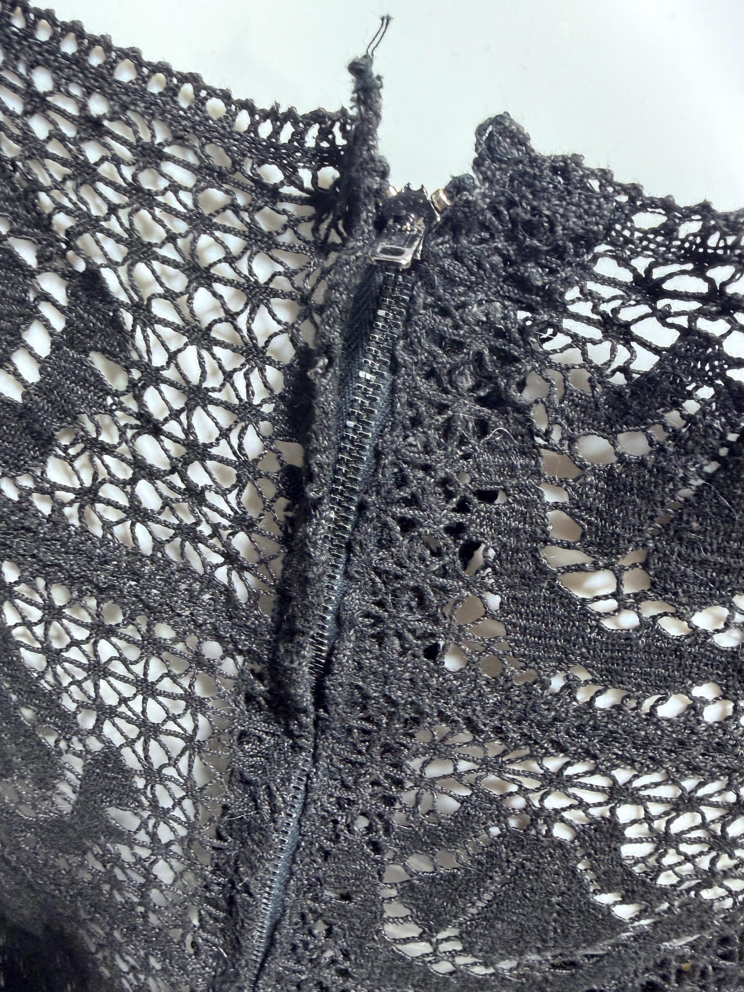 1970s vintage crochet dress, Black Cotton See Through Maxi dress