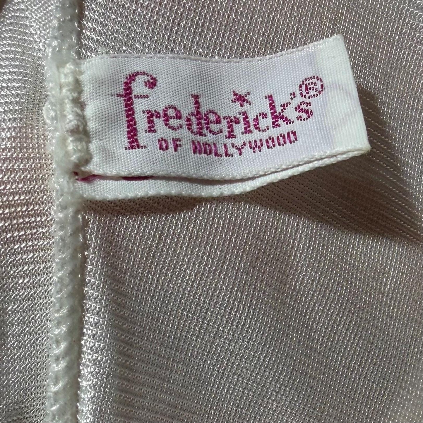 FREDERICKS OF HOLLYWOOD vintage 1970s dressing gown robe, white nylon marabou wrap house coat