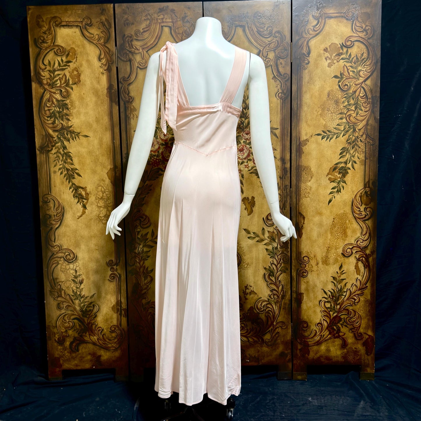 Rhythm Romancer vintage 1930s Nightgown Slip Dress, Baby pink night lingerie dress