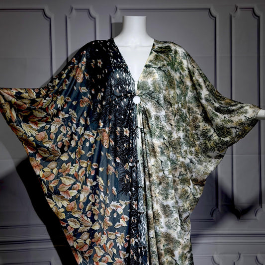 GEORGIE KEYLOUN Vintage 1960s Kaftan Dress, Op Art Koi Fish Party Hostess Caftan