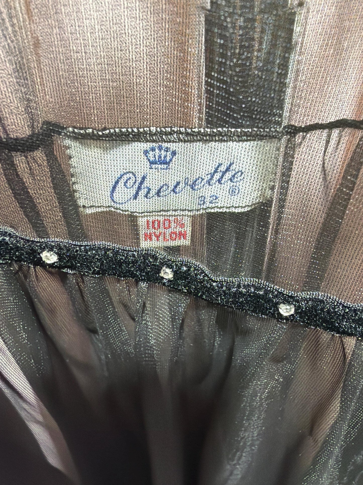 CHEVETTE vintage nightgown slip dress, 1950s Black Sheer Nylon lingerie dress