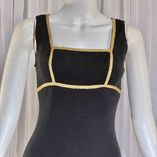 vintage 1960s MONA CRAWFORD maxi dress, Mod acrylic metallic evening jumper