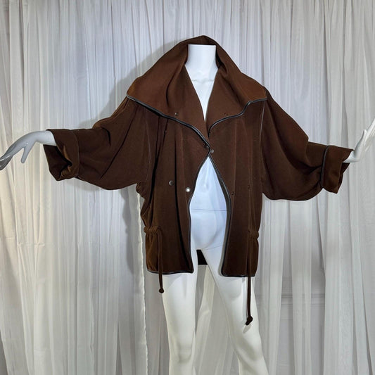 vintage GEORGES RECH jacket, oversized 1980s Avant Garde brown wool batwing cocoon jacket