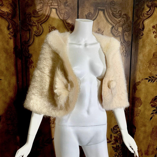 1950s vintage mohair stole wrap, Custom Made evening jacket dinner coat shoulder wrap