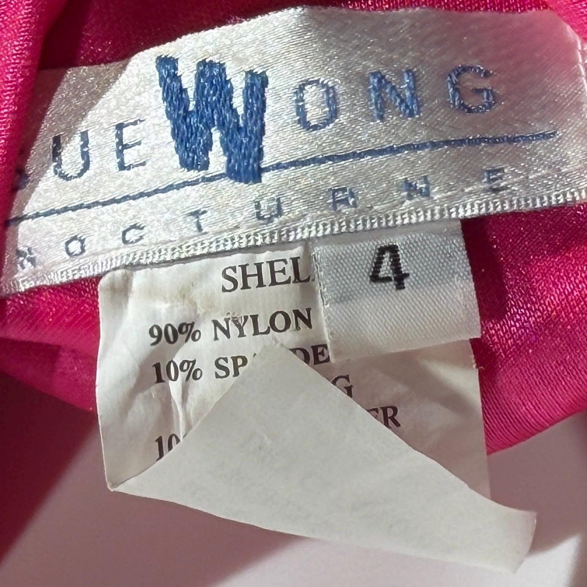 Vintage Y2K SUE WONG Slip Dress, Hot Pink Nylon One Shoulder sheath gown