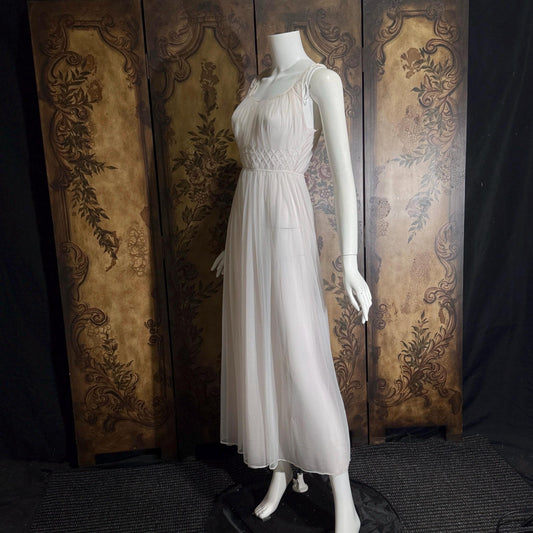 Vintage 1950s nightgown slip dress, CARTER'S Pink Nylon Beaded Lingerie dress