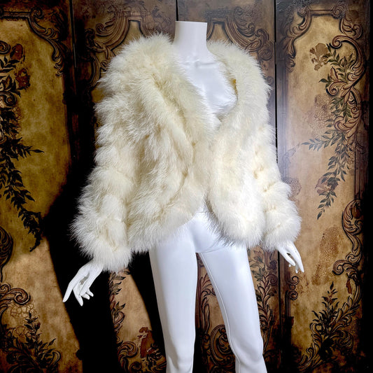 Vintage Marabou feather jacket, 1980s Snowy white evening coat