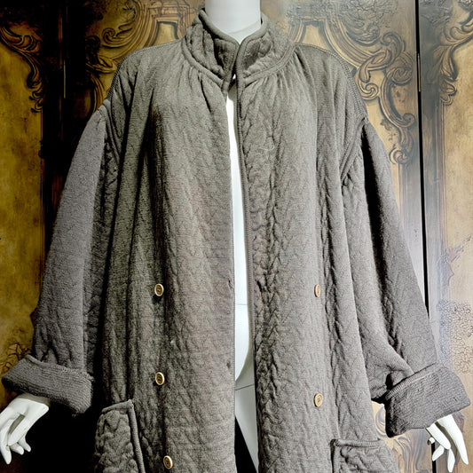 vintage SCHERRER BOUTIQUE 1980s oversized sweater coat, Grey Double Faced Wool Cocoon coat XL