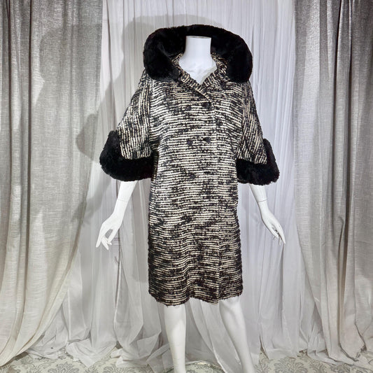 vintage 1940s Winter Coat, MARCEY'S OAK PARK Heavy Black wool Evening Dress Coat