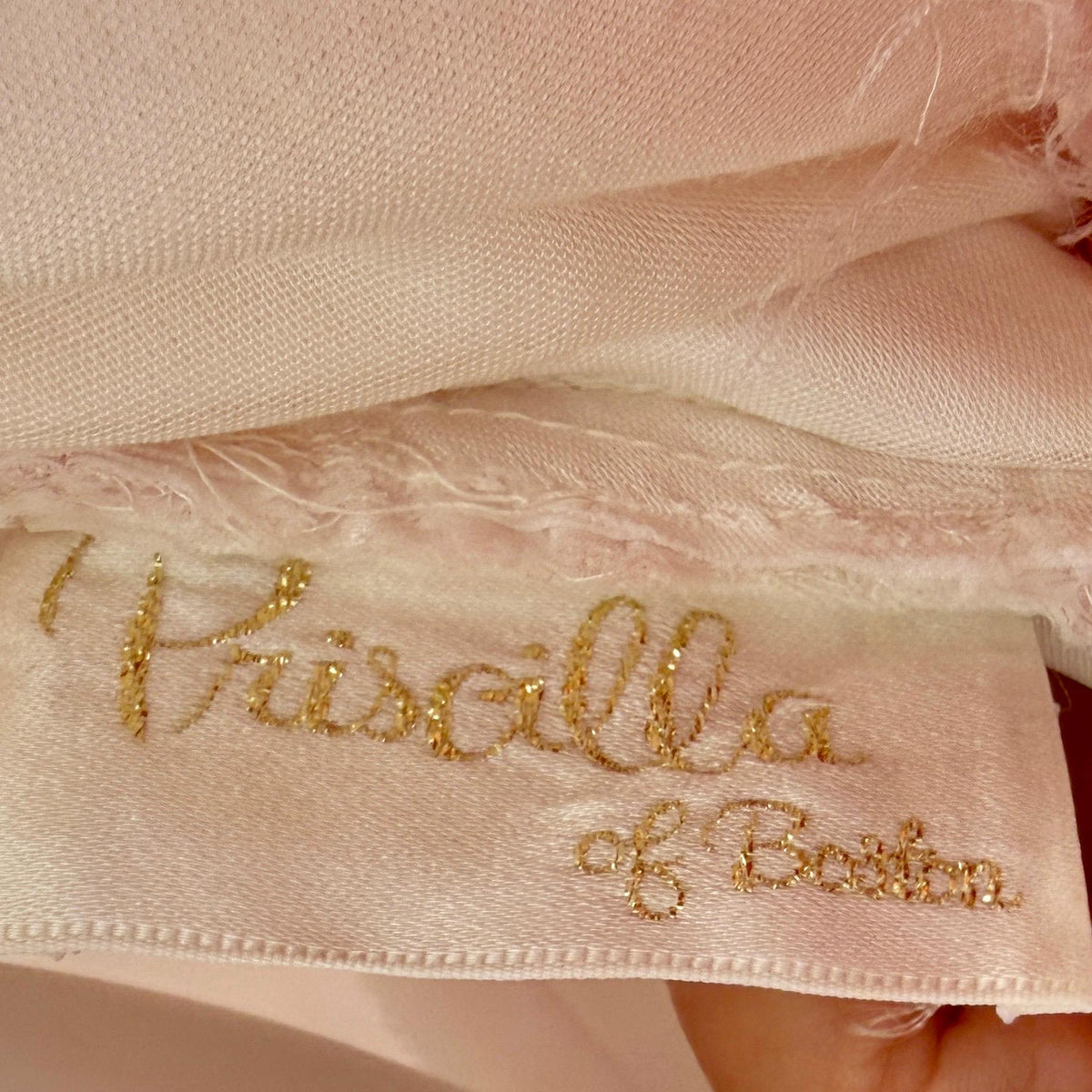 vintage PRISCILLA OF BOSTON wedding dress gown, 1970s Pink Off Shoulder Basque Cinderella ball gown