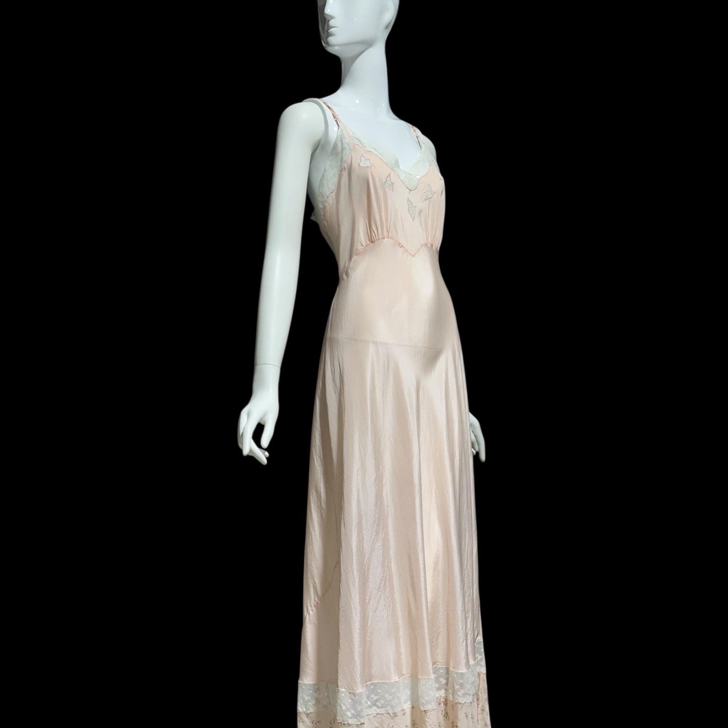 MONDAINE vintage 1930s Nightgown Slip Dress: pink silk night dress lingerie