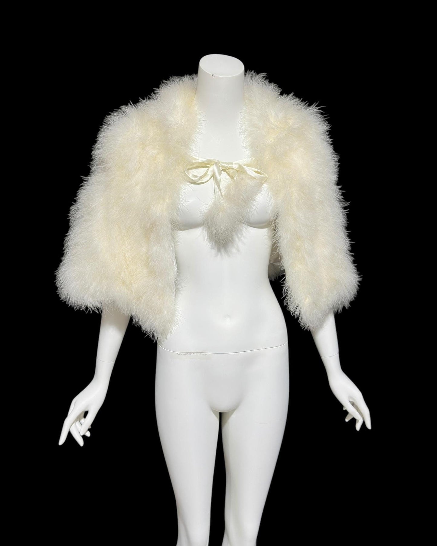 ALFRED ANGELO, vintage 1980s bridal stole, Snowy white marabou wedding capelet evening stole