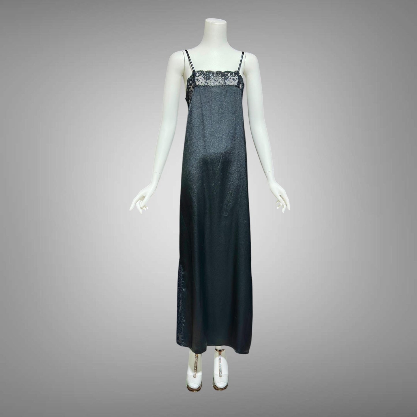 CHLOE Lingerie, vintage 1990s nightgown slip dress, black shift negligee