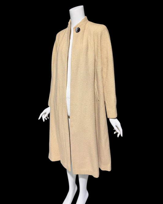 MARKI New York, vintage 1950s swing coat, Custom made toast colored wool dress evening coat