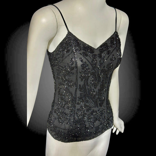 EAVIS and BROWN vintage 1980s Beaded Silk Camisole Top, Evening Wear