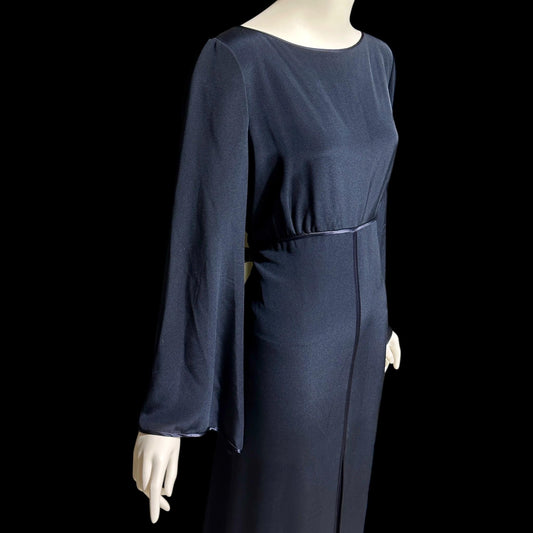 PILAR ROSSI COUTURE, vintage 1990s evening dress, Midnight Blue Long Sleeve gown
