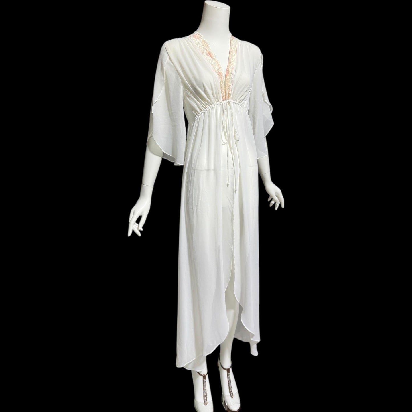 JONQUIL Diane Samandi dressing gown, vintage 1990s amazingly sheer feather weight bridal Robe