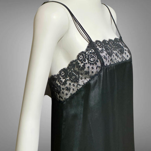 CHLOE Lingerie, vintage 1990s nightgown slip dress, black shift negligee