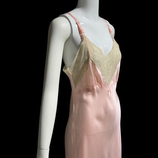 Barbara Lee, 1930s Rayon & Silk Slip Dress: Vintage Bias Cut Pale Pink Bemberg Nightgown