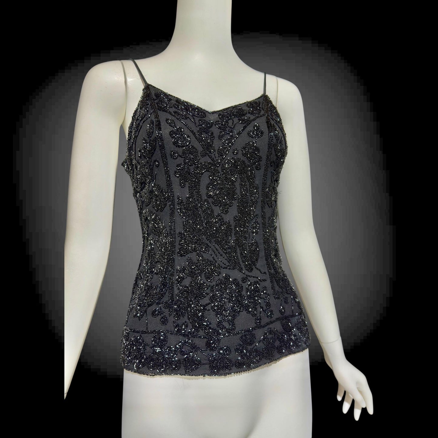 EAVIS and BROWN vintage 1980s Beaded Silk Camisole Top, Evening Wear