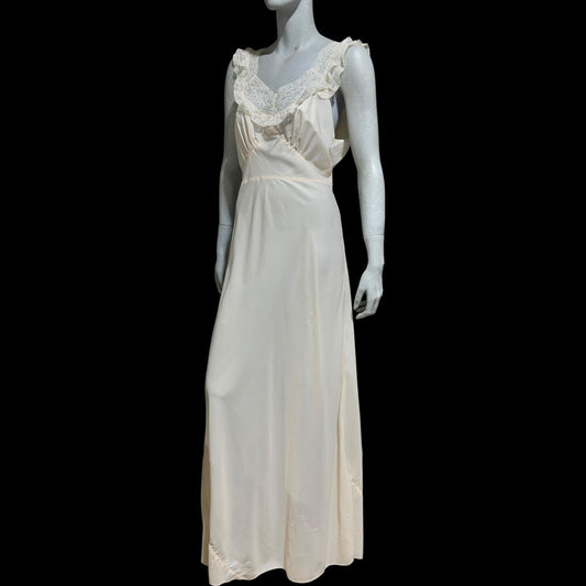 Marshall Field, 1940s Pale Pink bias cut Nightgown: Vintage Old Hollywood Slip Dress