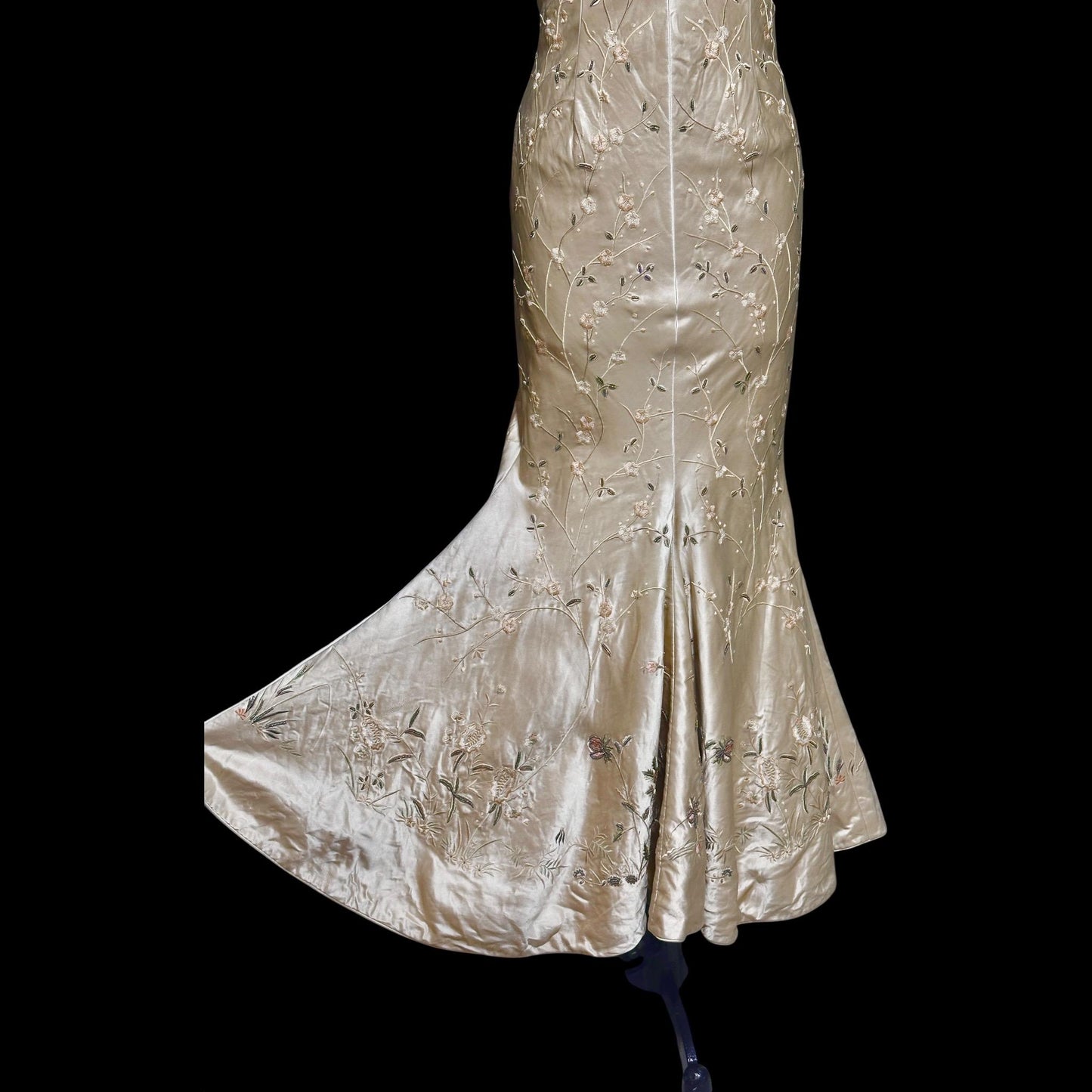 EAVIS & BROWN vintage 1990s evening dress, Beaded all silk strapless mermaid slip dress