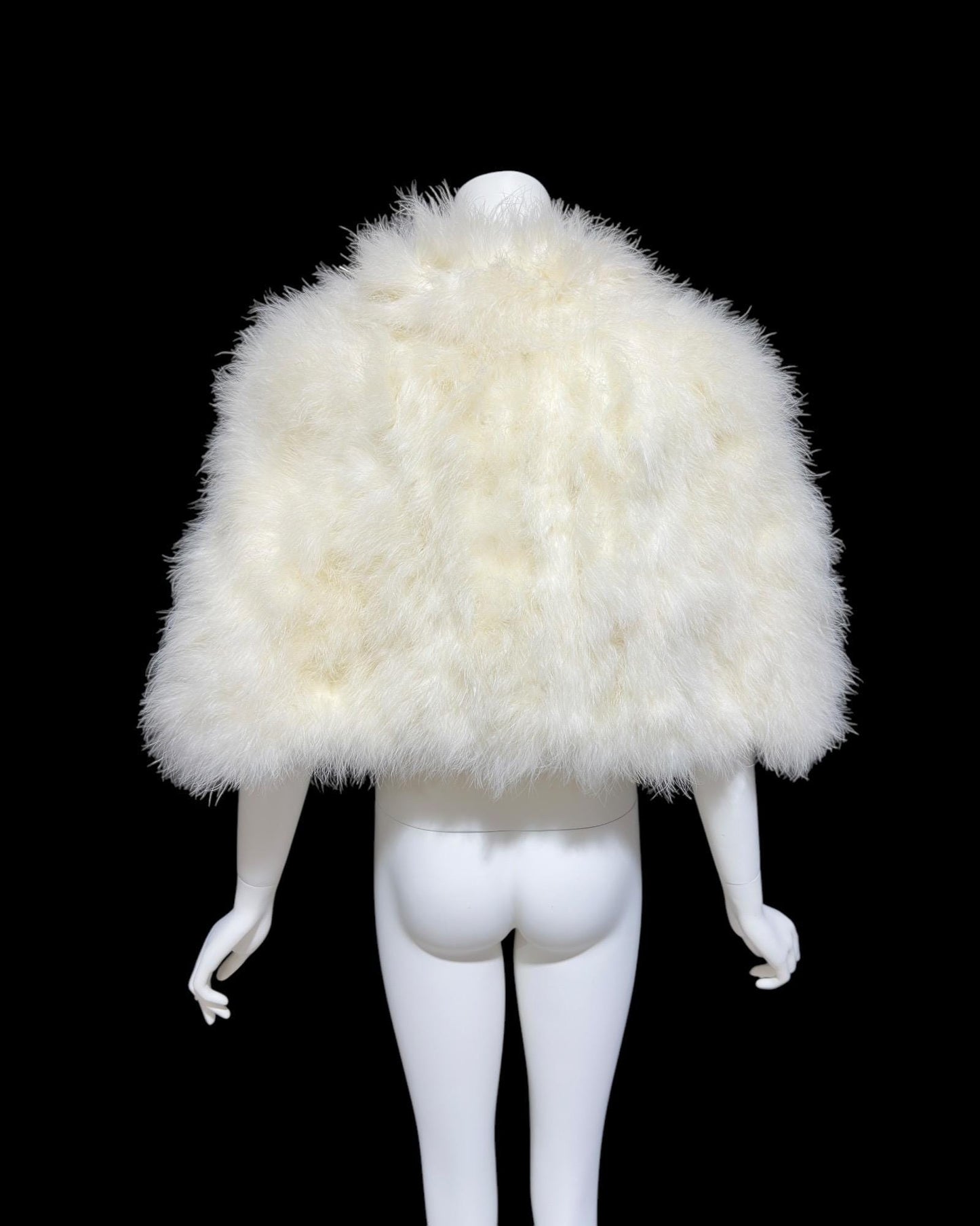 ALFRED ANGELO, vintage 1980s bridal stole, Snowy white marabou wedding capelet evening stole
