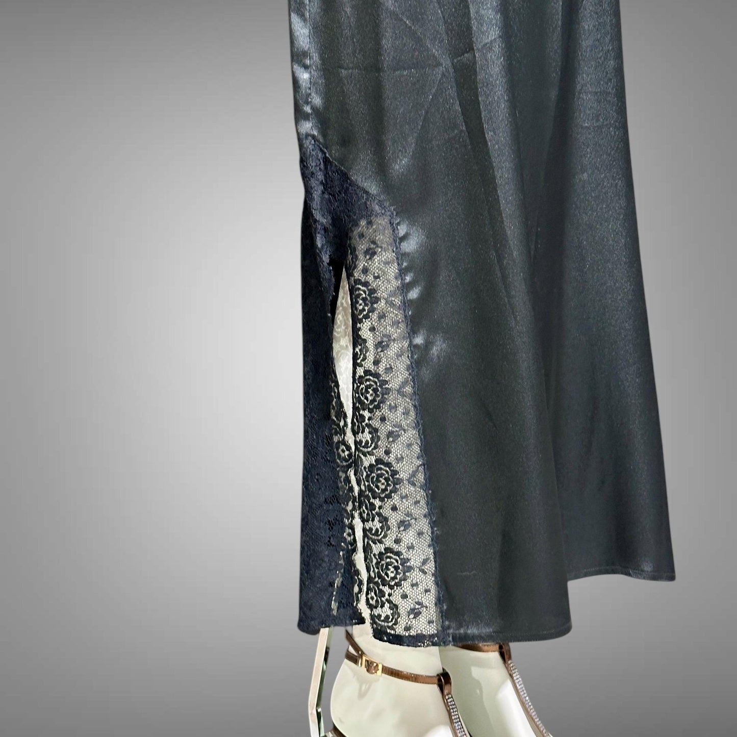 CHLOE Lingerie, vintage 1990s nightgown slip dress, black shift negligee