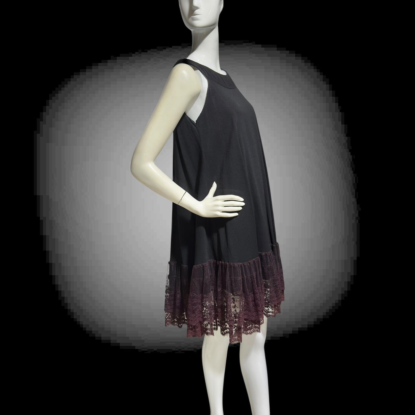 LILLI DIAMOND, vintage 1960s MOD cocktail dress, Black crepe shift trapeze tent party dress