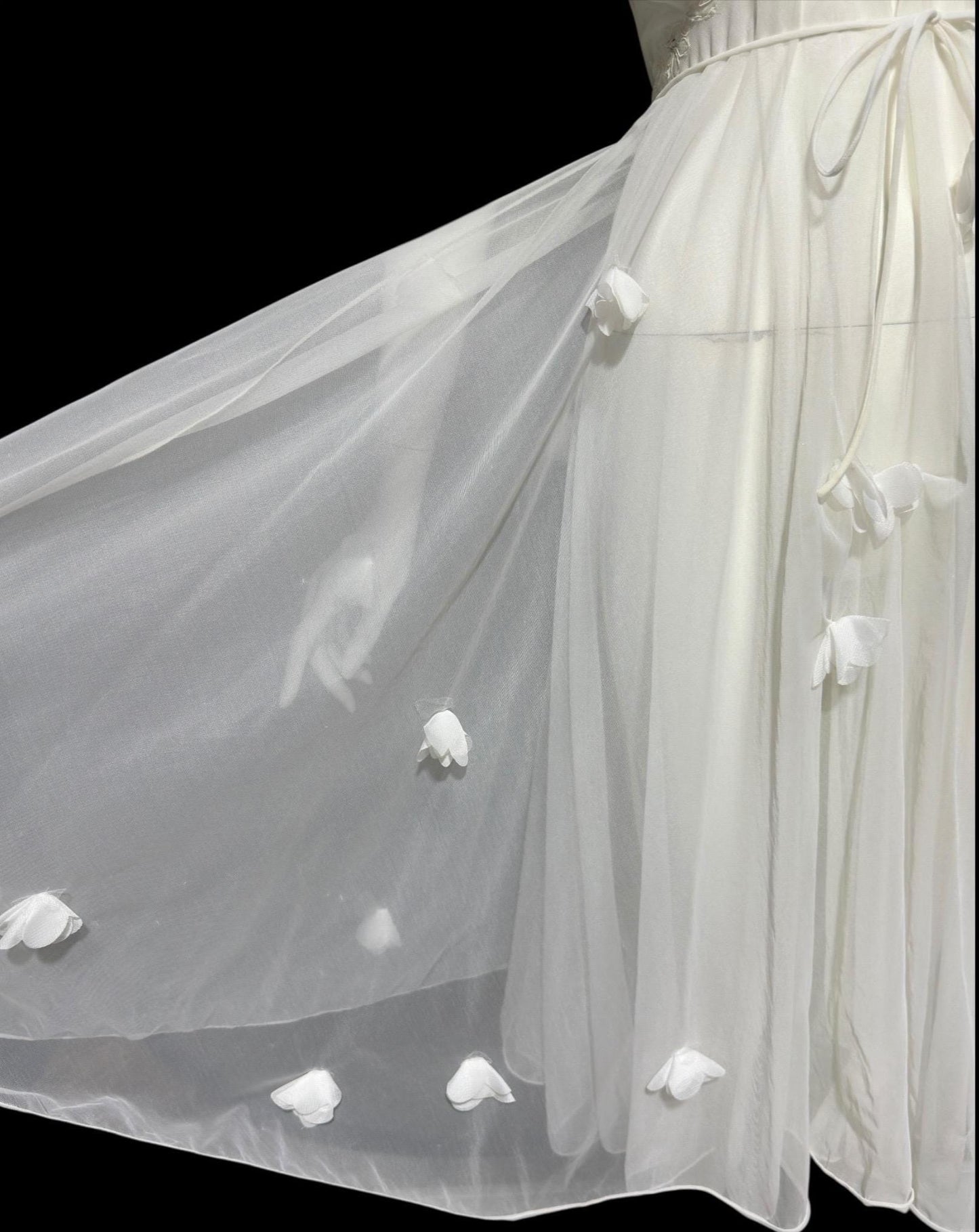 BEAU MONDE vintage 1950s slip dress, Max Schwartz ethereal sheer white double layer chiffon