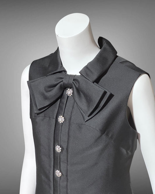 PAT SANDLER Vintage mod party dress, 1960s Black sassy shift preppy cocktail dress