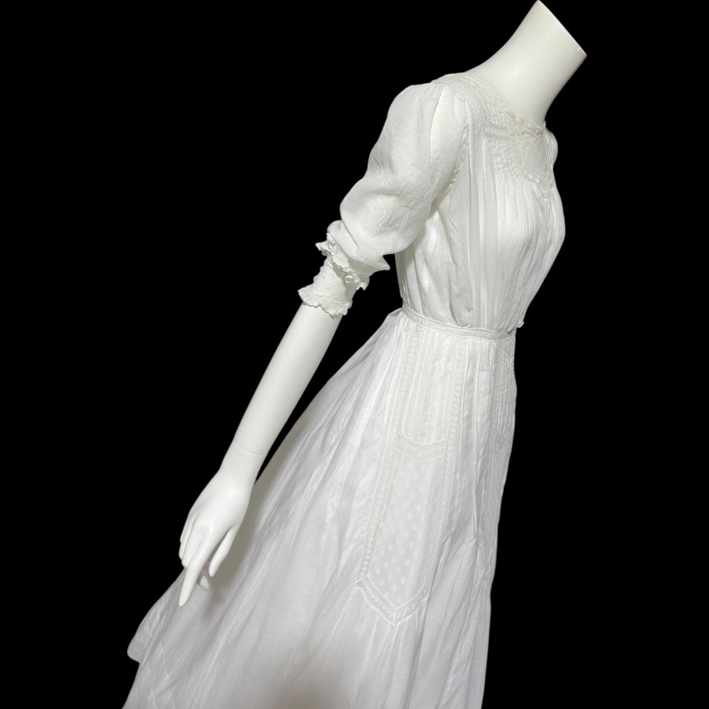 1900s Antique Victorian wedding dress, vintage white batiste cotton gown, Edwardian bride
