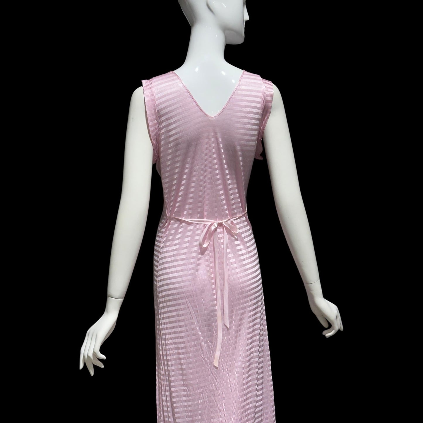 LORRAINE vintage 1940s Nightgown Slip Dress: Pink Shadow Stripe Rayon Night dress