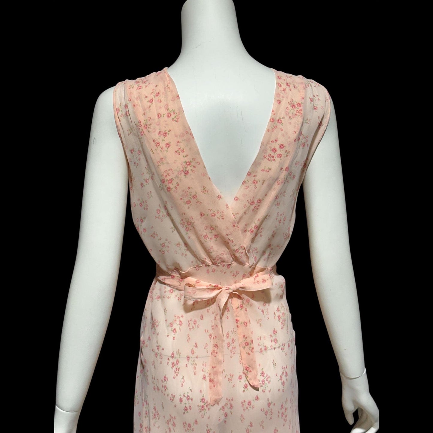 FLOBERT, vintage nightgown robe set, 1930s 1940s FLORAL pink rose buds bias cut sheath slip dress and peignoir set