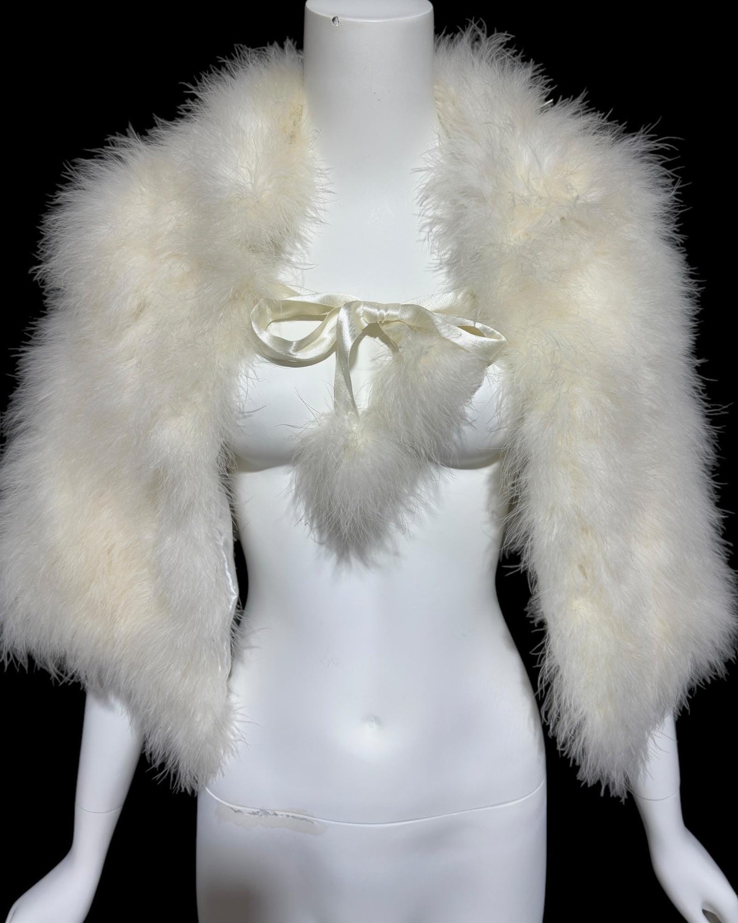 ALFRED ANGELO, vintage 1980s bridal stole, Snowy white marabou wedding capelet evening stole