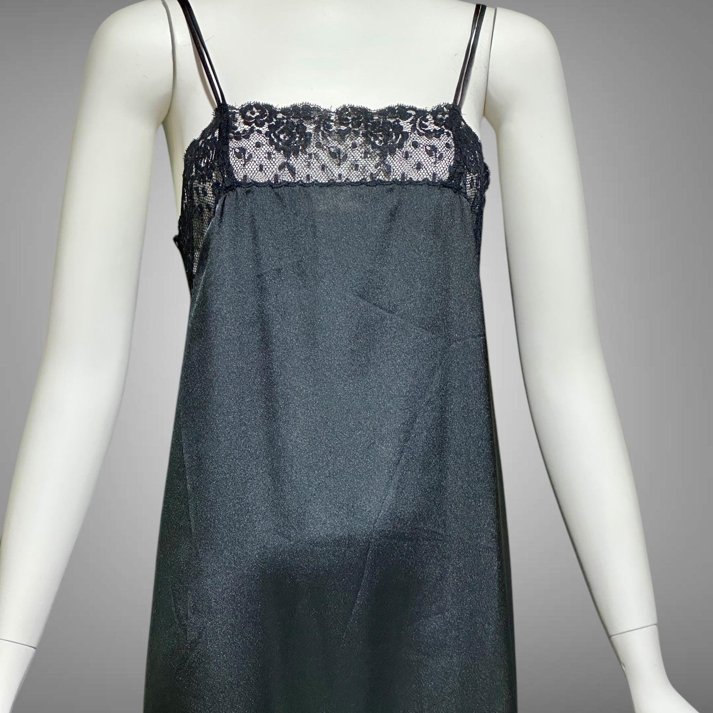 CHLOE Lingerie, vintage 1990s nightgown slip dress, black shift negligee