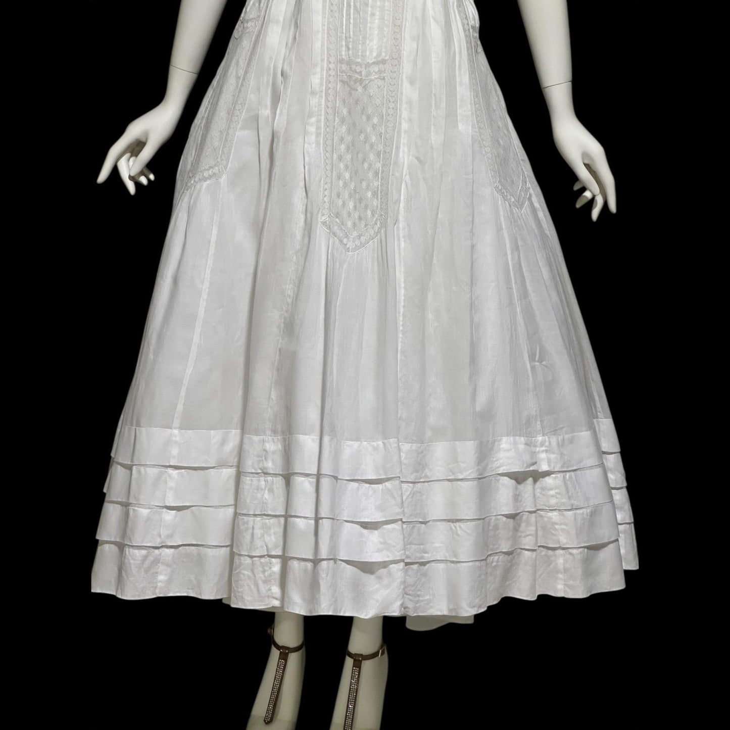 1900s Antique Victorian wedding dress, vintage white batiste cotton gown, Edwardian bride